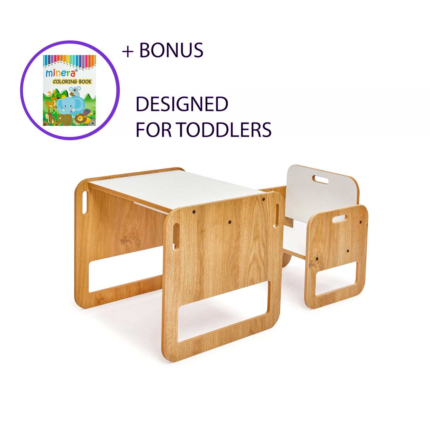 Kids Activity Rounded Table With 1 Chairs Ages 0-2 Years